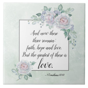 Azulejo De Cerâmica 1 Corinthians 13:13 Fé Esperança Amor, Bíblia Vers