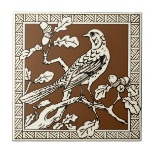 Azulejo De Cerâmica 1 de 12 Repro 1880s Minton Mocha Bird Series