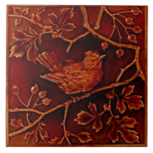 Azulejo De Cerâmica 1 de 2 aves Repro Minton Alivio Majolica