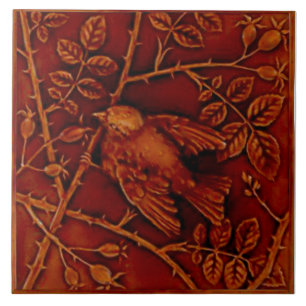 Azulejo De Cerâmica 1 de 2 aves Repro Minton Alivio Majolica