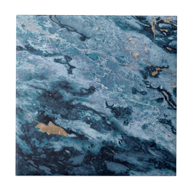 Azulejo De Cerâmica 1 de 3 Cobalt Blue Veined Faux Granite (Frente)