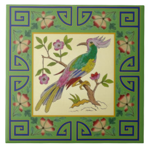 Azulejo De Cerâmica 1 de Pair Minton Jade Aesthetic Bird Repro