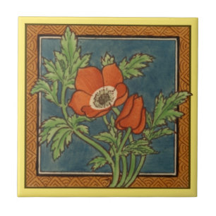 Azulejo De Cerâmica 1 do conjunto de 8 repro Victorian Maw anemone flo
