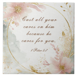 Azulejo De Cerâmica 1 Peter 5:7 Confira todas as suas preocupações com