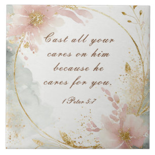Azulejo De Cerâmica 1 Peter 5:7 Confira todas as suas preocupações com