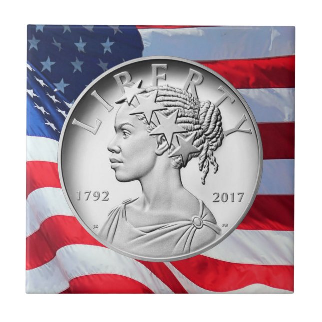 Azulejo De Cerâmica 2017 American Liberty, 225.º aniversário Silver (Frente)