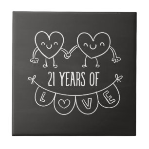 Azulejo De Cerâmica 21 Aniversário da rua Gift Chalk Hearts