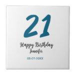 Azulejo De Cerâmica 21 anos negrito - letra azul simples mínimo<br><div class="desc">design editável</div>