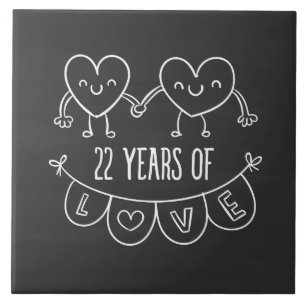 Azulejo De Cerâmica 22º aniversário do Gift Chalk Hearts
