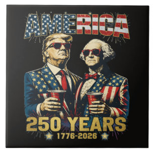 Azulejo De Cerâmica 250 Anos Aniversário da América 250º Trump