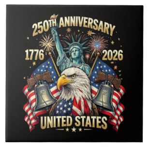 Azulejo De Cerâmica 250 Anos de Aniversário Americano 1776-2026 Bandei