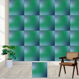 Azulejo De Cerâmica 25 Abstrato de gradiente verde e azul Elegante