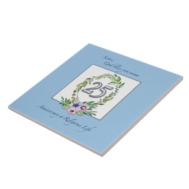 Azulejo De Cerâmica 25 aniversário da Católica Nun Wreath e Silver (Lateral)