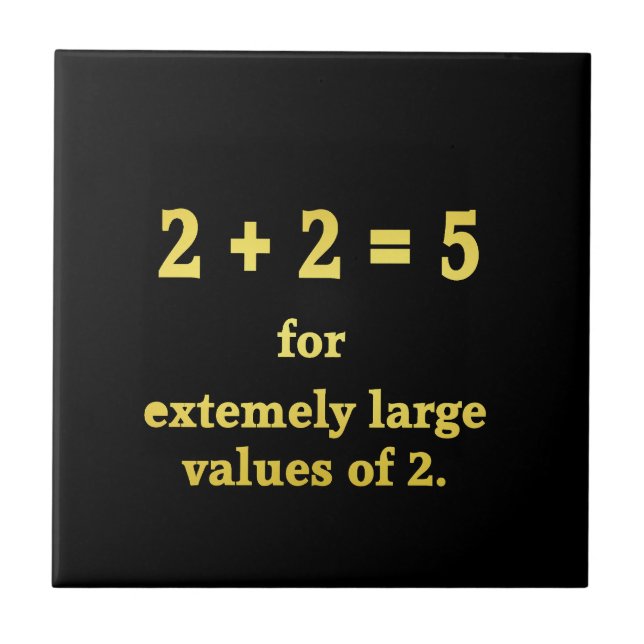 Azulejo De Cerâmica 2 + 2 = 5 Piada Engraçada de Matemática (Frente)