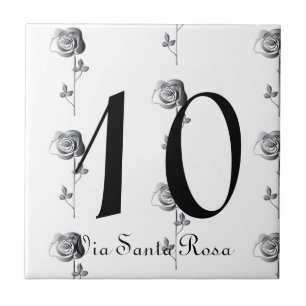 Azulejo De Cerâmica 2 Dígitos Número 3D Rosas Casa Número e Rua