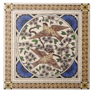 Azulejo De Cerâmica 2die4 Aves Vitorianas Foguetes e Insetos Reproduç