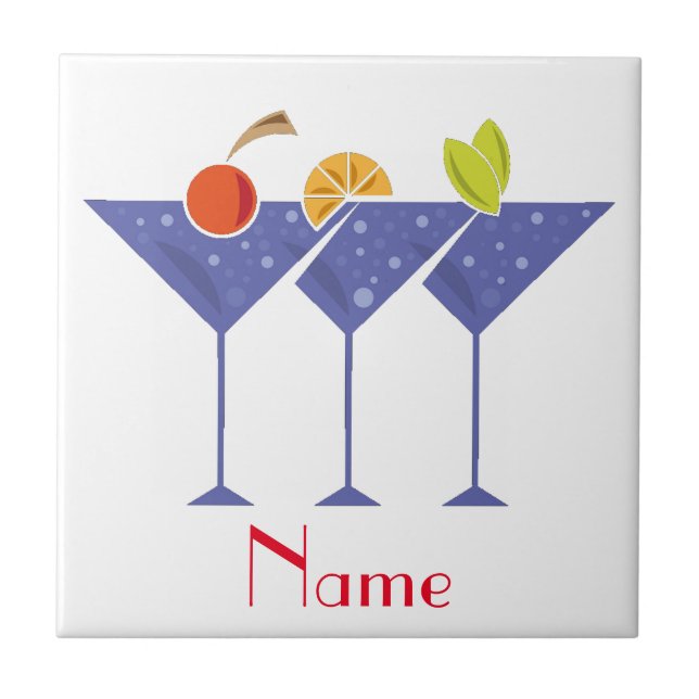 Azulejo De Cerâmica 3 Cocktails Martini Thunder_Cove (Frente)