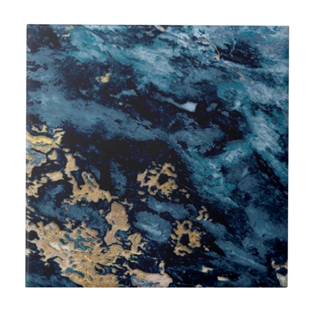 Azulejo De Cerâmica 3 de 3 de Cobalt Blue Veined Faux Granite (Frente)