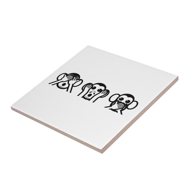 Azulejo De Cerâmica 3 Macacos Sábios Emoji (Lateral)