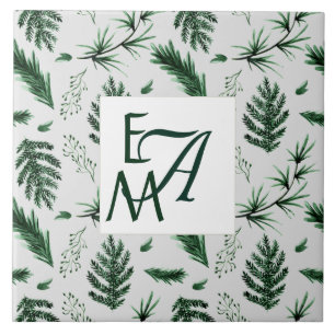 Azulejo De Cerâmica 3 Monogramas de floresta verde sai para casa decor