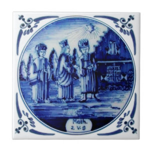 Azulejo De Cerâmica 3 Reis Seguindo Estrela (Matthew 2:9) Repro Delft