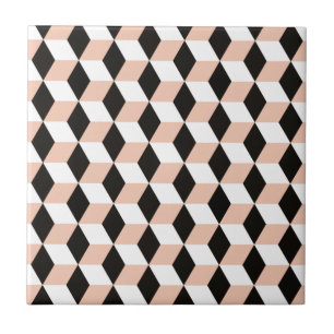 Azulejo De Cerâmica 3D de Shell, preto & branco cuba o teste padrão