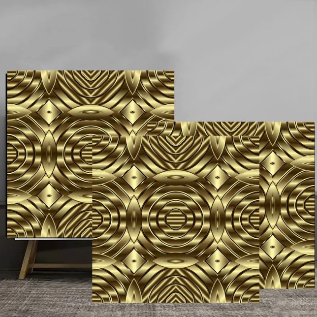Azulejo De Cerâmica 3D Gold Metallic Geometric Pattern luxury  (Criador carregado)