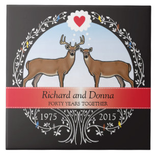 Azulejo De Cerâmica 40º aniversário de casamento personalizado, Buck &