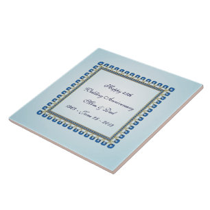 Azulejo De Cerâmica 45º aniversário do casamento do Dourado Blue Sap