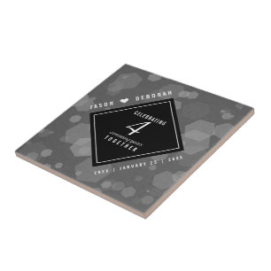 Azulejo De Cerâmica 4.ª Celebração do Aniversário do Casamento Linen