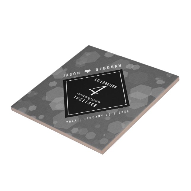 Azulejo De Cerâmica 4.ª Celebração do Aniversário do Casamento Linen (Lateral)