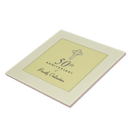 Azulejo De Cerâmica 50º aniversário do Padre com a Cruz Embriagada