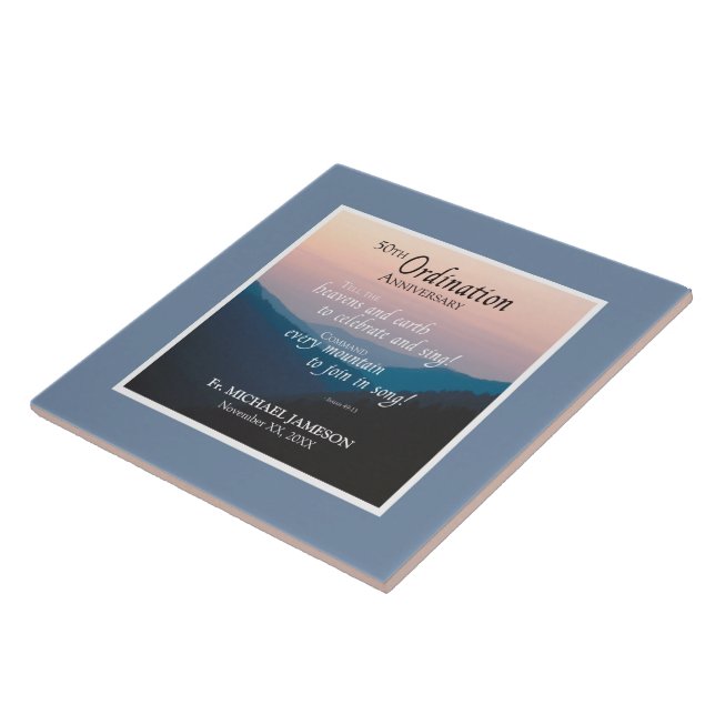 Azulejo De Cerâmica 50.º Aniversário dos Parabéns de Ordenação (Lateral)