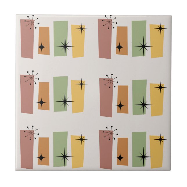 Azulejo De Cerâmica 50 clássico do século médio Starburst Retro (Frente)