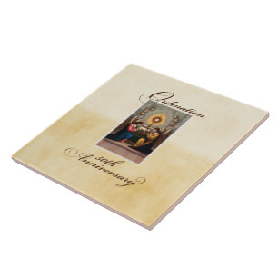 Azulejo De Cerâmica 50th Anjos do aniversário da classificação no