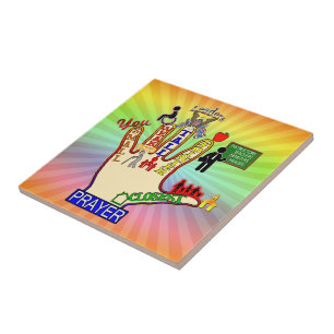 AZULEJO DE CERÂMICA 5 AUXÍLIO DA ORAÇÃO DE CINCO DEDOS