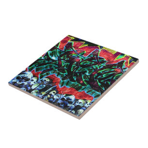 Azulejo De Cerâmica 5 Grafite de Crânios de Nova York