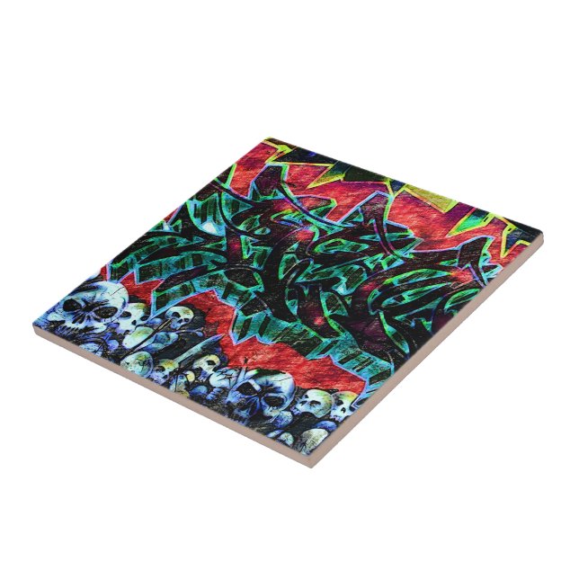 Azulejo De Cerâmica 5 Grafite de Crânios de Nova York (Lateral)