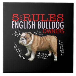 Azulejo De Cerâmica 5 Regras para Proprietários de Bulldog Pai Mãe