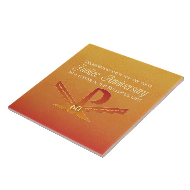 Azulejo De Cerâmica 60º aniversário do Jubileu Nun Pax Cross, Orange (Lateral)