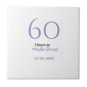 Azulejo De Cerâmica 60 & fabuloso aniversário roxo nome data estilo
