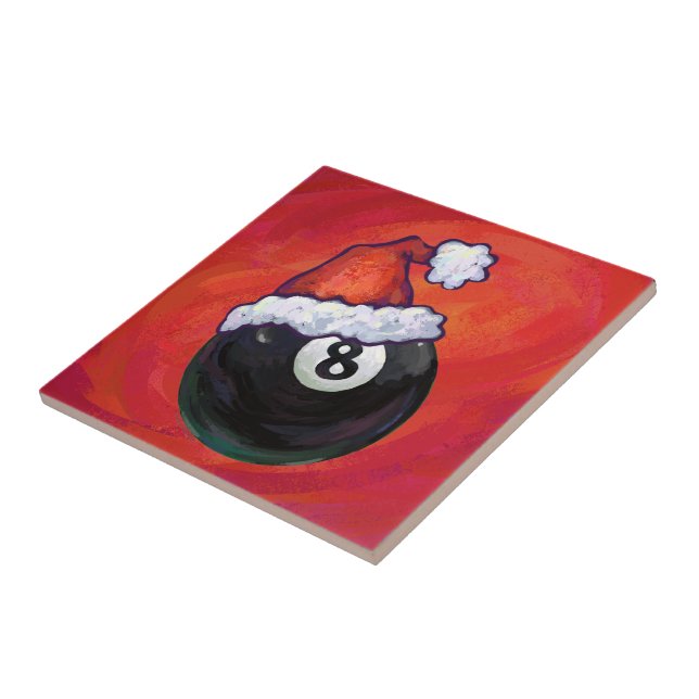 Azulejo De Cerâmica 8 Ball Christmas Hat (Lateral)