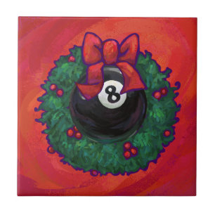 Azulejo De Cerâmica 8 Ball Christmas Wheath Red