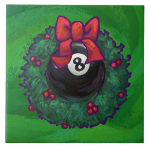 Azulejo De Cerâmica 8 Ball Christmas Wreath Green