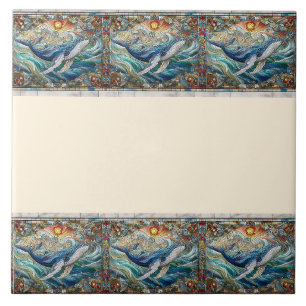 Azulejo De Cerâmica A alegria da baleia Uma borda de vidro gelado