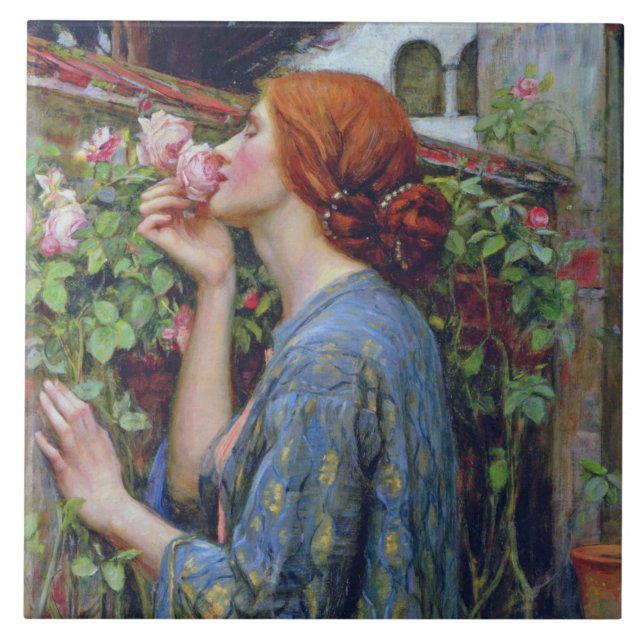Azulejo De Cerâmica A Alma do Rosa, John William Waterhouse (Frente)