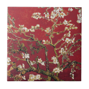 Azulejo De Cerâmica A amêndoa floresce pintura vermelha da arte de