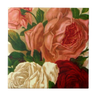 Azulejo De Cerâmica A antiguidade dos rosas da herança do vintage