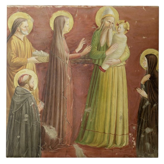 Azulejo De Cerâmica A apresentação no templo, de uma série de p (Frente)