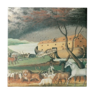 Azulejo De Cerâmica A Arca de Noé por Edward Hicks, Arte Popular Vinta